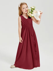 Boho Long Chiffon Bridesmaid Gown Burgundy