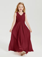 Boho Long Chiffon Bridesmaid Gown Burgundy