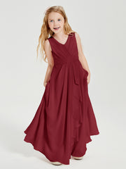 Boho Long Chiffon Bridesmaid Gown Burgundy