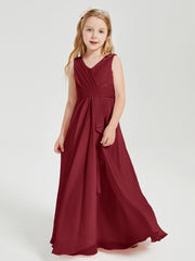 Boho Long Chiffon Bridesmaid Gown Burgundy