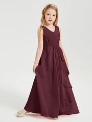 Boho Long Chiffon Bridesmaid Gown Cabernet