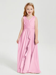 Boho Long Chiffon Bridesmaid Gown Candy Pink