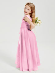 Boho Long Chiffon Bridesmaid Gown Candy Pink