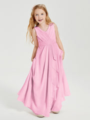 Boho Long Chiffon Bridesmaid Gown Candy Pink
