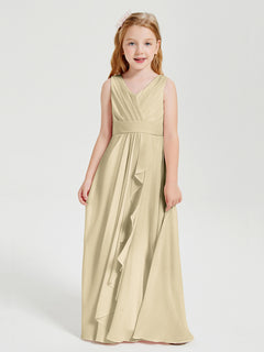 Boho Long Chiffon Bridesmaid Gown Champagne