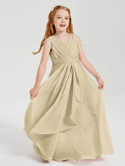 Boho Long Chiffon Bridesmaid Gown Champagne
