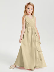 Boho Long Chiffon Bridesmaid Gown Champagne