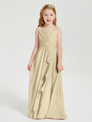 Boho Long Chiffon Bridesmaid Gown Champagne