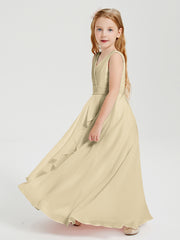 Boho Long Chiffon Bridesmaid Gown Champagne