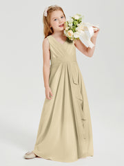 Boho Long Chiffon Bridesmaid Gown Champagne