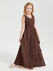 Boho Long Chiffon Bridesmaid Gown Chocolate