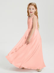 Boho Long Chiffon Bridesmaid Gown Coral