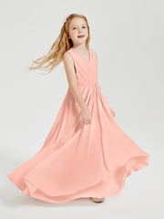 Boho Long Chiffon Bridesmaid Gown Coral