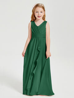 Boho Long Chiffon Bridesmaid Gown Dark Green