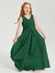 Boho Long Chiffon Bridesmaid Gown Dark Green