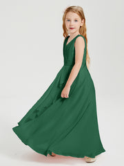 Boho Long Chiffon Bridesmaid Gown Dark Green