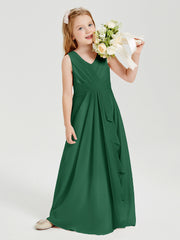 Boho Long Chiffon Bridesmaid Gown Dark Green