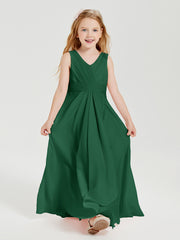 Boho Long Chiffon Bridesmaid Gown Dark Green