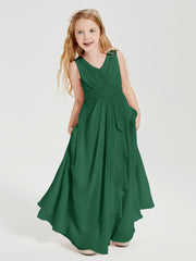 Boho Long Chiffon Bridesmaid Gown Dark Green