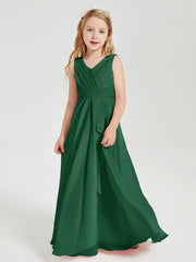 Boho Long Chiffon Bridesmaid Gown Dark Green