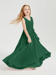 Boho Long Chiffon Bridesmaid Gown Dark Green