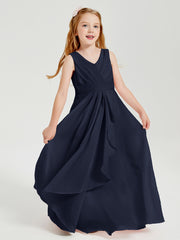 Boho Long Chiffon Bridesmaid Gown Dark Navy