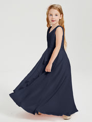 Boho Long Chiffon Bridesmaid Gown Dark Navy
