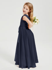 Boho Long Chiffon Bridesmaid Gown Dark Navy
