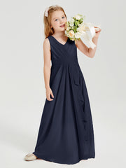 Boho Long Chiffon Bridesmaid Gown Dark Navy