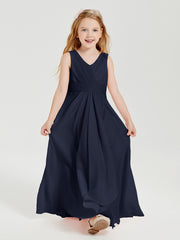 Boho Long Chiffon Bridesmaid Gown Dark Navy