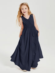 Boho Long Chiffon Bridesmaid Gown Dark Navy