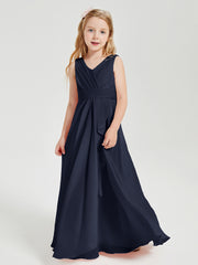Boho Long Chiffon Bridesmaid Gown Dark Navy