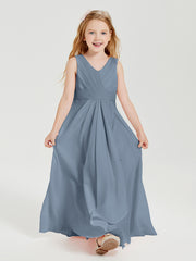 Boho Long Chiffon Bridesmaid Gown Dusty Blue