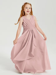 Boho Long Chiffon Bridesmaid Gown Dusty Rose