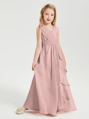 Boho Long Chiffon Bridesmaid Gown Dusty Rose