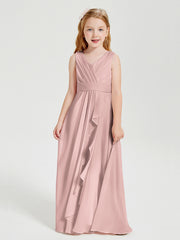 Boho Long Chiffon Bridesmaid Gown Dusty Rose