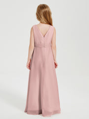 Boho Long Chiffon Bridesmaid Gown Dusty Rose