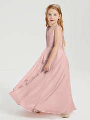 Boho Long Chiffon Bridesmaid Gown Dusty Rose