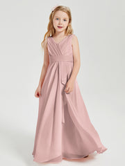 Boho Long Chiffon Bridesmaid Gown Dusty Rose