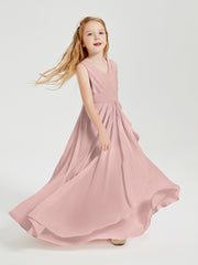 Boho Long Chiffon Bridesmaid Gown Dusty Rose