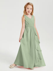Boho Long Chiffon Bridesmaid Gown Dusty Sage