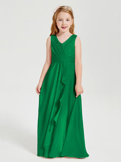 Boho Long Chiffon Bridesmaid Gown Emerald