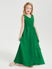 Boho Long Chiffon Bridesmaid Gown Emerald