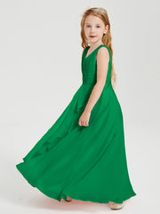 Boho Long Chiffon Bridesmaid Gown Emerald