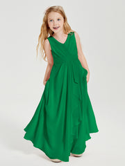 Boho Long Chiffon Bridesmaid Gown Emerald