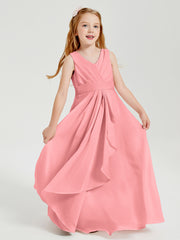 Boho Long Chiffon Bridesmaid Gown Flamingo
