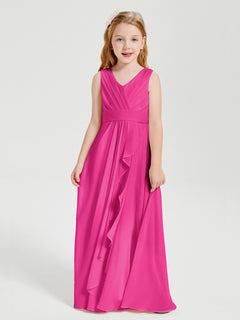 Boho Long Chiffon Bridesmaid Gown Fuchsia