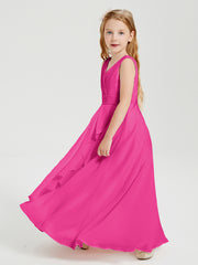 Boho Long Chiffon Bridesmaid Gown Fuchsia