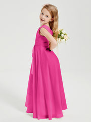 Boho Long Chiffon Bridesmaid Gown Fuchsia