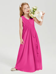 Boho Long Chiffon Bridesmaid Gown Fuchsia